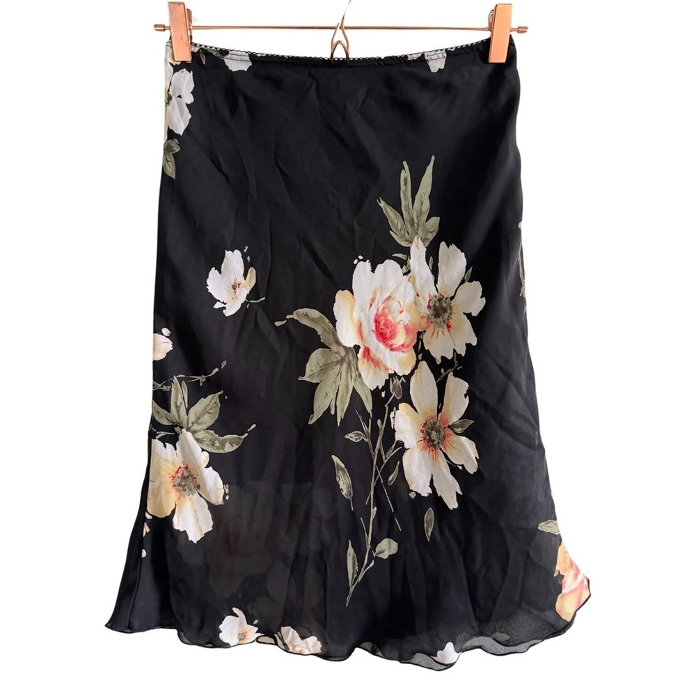 90s Vintage Floral Midi Skirt Size Small Made in the USA
